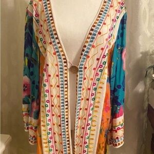 John Mark Embroidered Patchwork Boho Kimono 1X